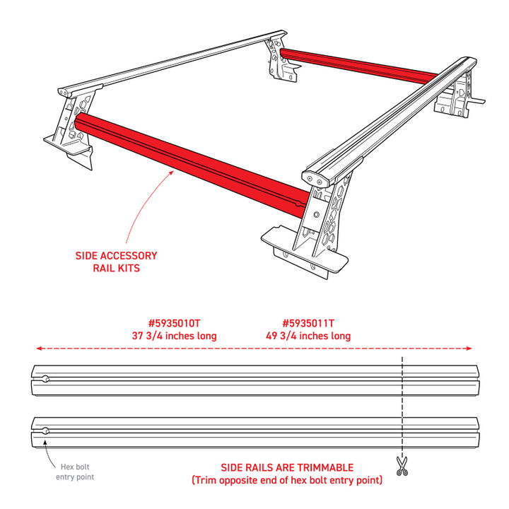 Go Rhino 15-22 Ford F-150 / 07-21 Toy. Tundra XRS Cross Bars Kit - Tex Blk (Attch Tonneau Cvr T-Trk) - Bull Strap