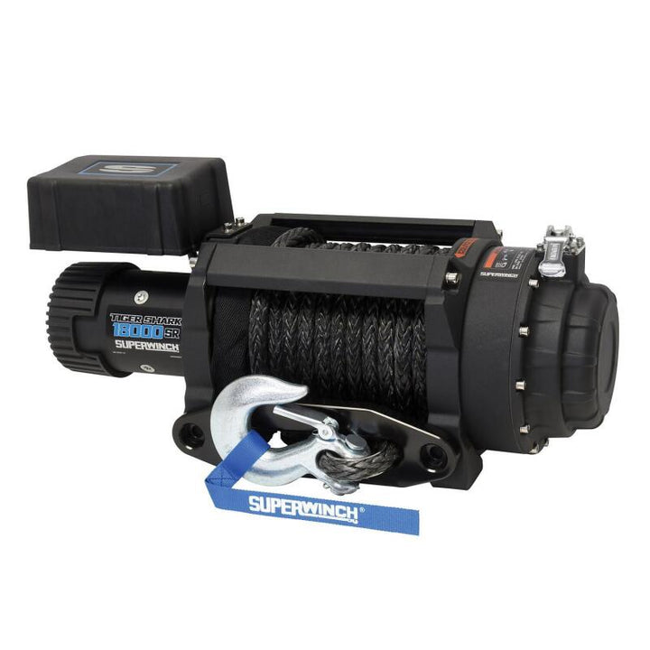 Superwinch 18000 LBS 12V DC 33/64in x 79 ft Synthetic Rope Tiger Shark 18000SR Winch - Bull Strap
