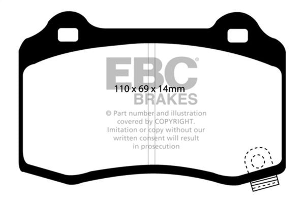 EBC 15+ Cadillac CTS 3.6 Twin Turbo Redstuff Rear Brake Pads - Bull Strap