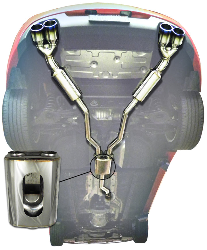 Injen 10-13 Hyundai Genesis Coupe 2.0L(t) 4cyl SS Exhaust w/ 76mm Y-Pipe Resonator/Molded SS Flanges - Bull Strap