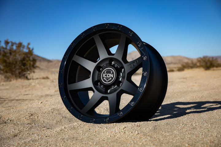ICON Rebound 18x9 6x5.5 0mm Offset 5in BS 106.1mm Bore Double Black Wheel - Bull Strap