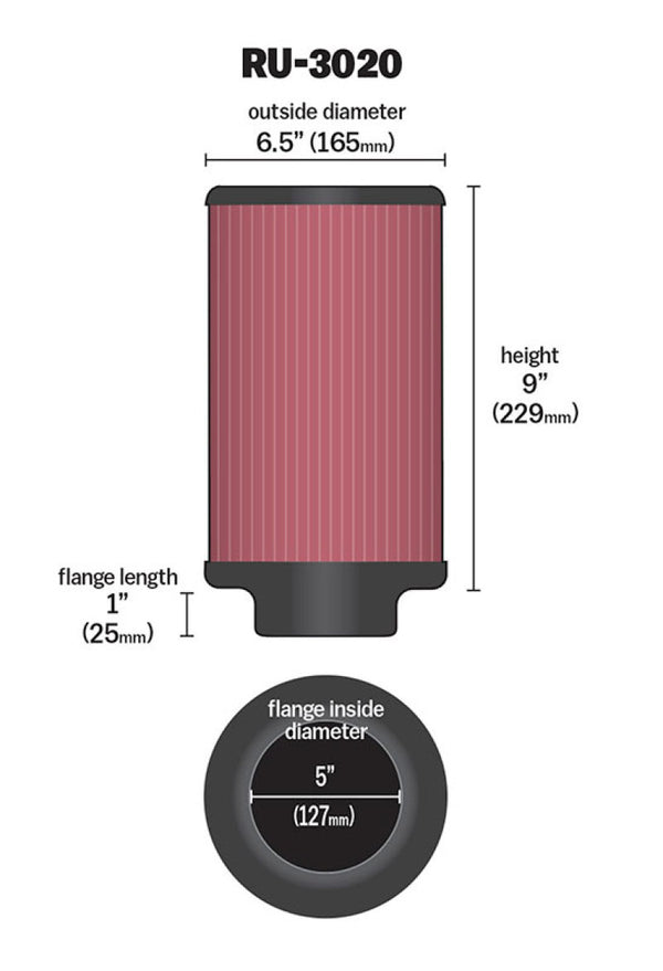 K&N Filter 2 1/4inch 10 Degree Flange 16 1/4inch x 4inch - 4 1/2inch Height - Bull Strap