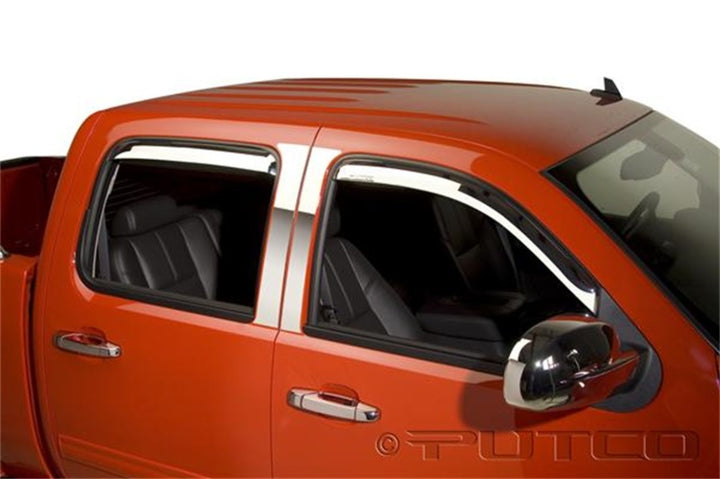 Putco 14-14 Chevrolet Silverado HD - Crew Cab (Set of 4) Element Chrome Window Visors - Bull Strap