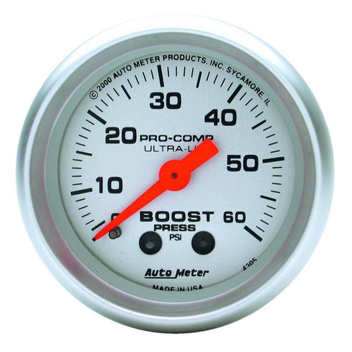 Autometer Ultra-Lite 52mm 60 PSI Mechanical  Boost Gauge - Bull Strap