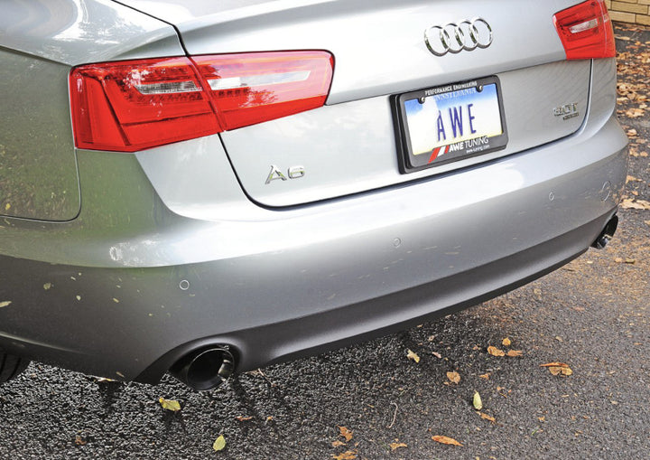 AWE Tuning Audi C7 A6 3.0T Touring Edition Exhaust - Dual Outlet Diamond Black Tips - Bull Strap