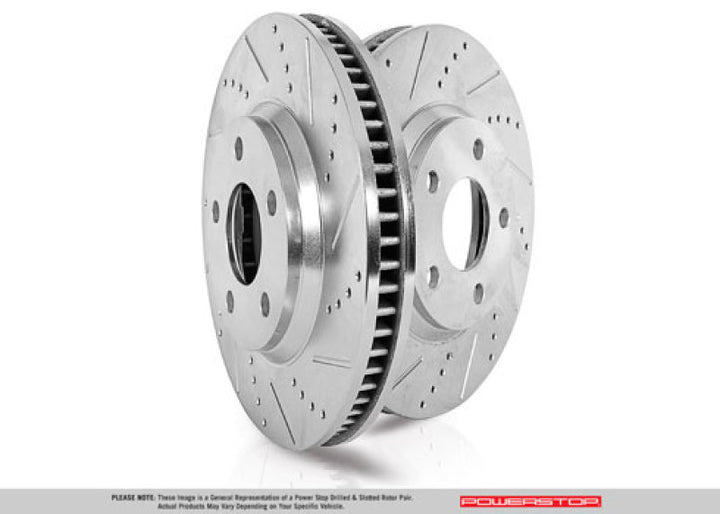 Power Stop 20-21 Chevrolet Corvette Rear Evolution Drilled & Slotted Rotor - Pair - Bull Strap