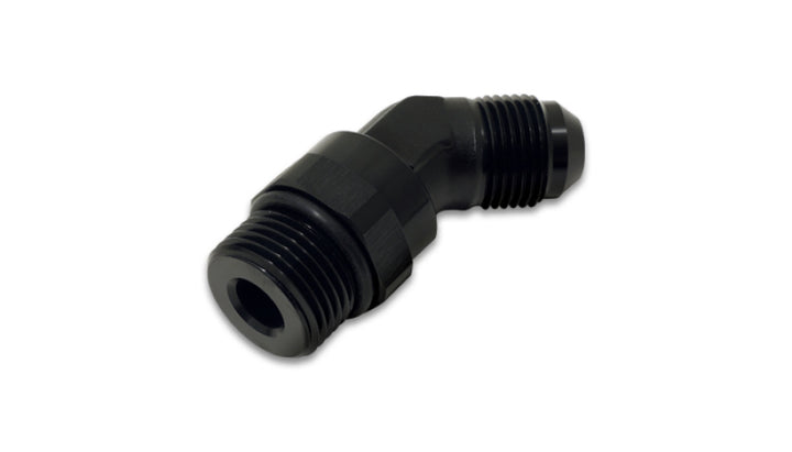 Vibrant -6AN Male Flare to Male -8AN ORB Swivel 45 Degree Adapter Fitting - Anodized Black - Bull Strap