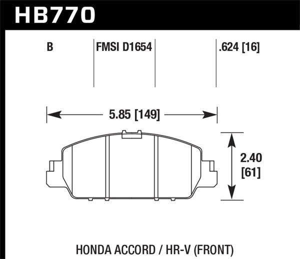 Hawk 13-17 Honda Accord HPS 5.0 Front Brake Pads - Bull Strap