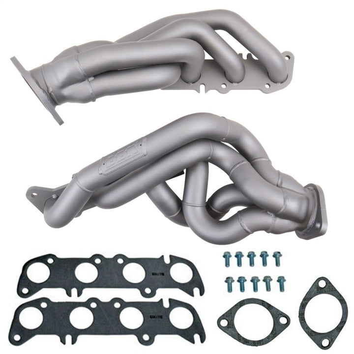 BBK 11-14 Mustang GT Shorty Tuned Length Exhaust Headers - 1-5/8 Titanium - Bull Strap