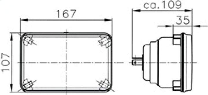 Hella Module 164 x 103mm H4 12V ECE Universal Lamp - Bull Strap