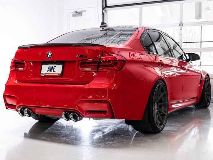 AWE Tuning BMW F8X M3/M4 SwitchPath Catback Exhaust - Diamond Black Tips - Bull Strap