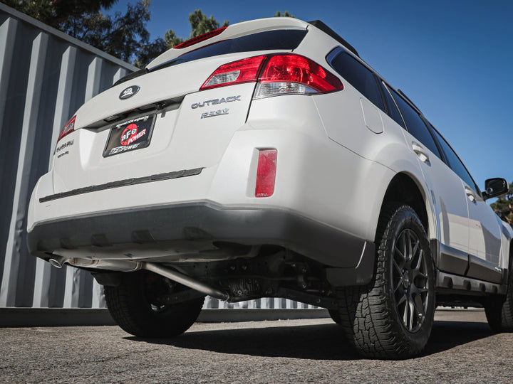 aFe POWER Takeda 2.25 to 2.5in 304SS Cat-Back Exhaust 10-14 Subaru Outback H4-2.5L - Bull Strap