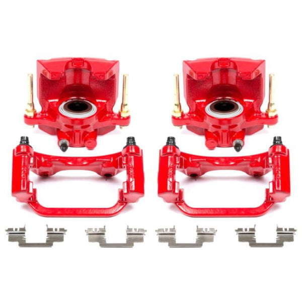 Power Stop 07-16 Cadillac Escalade Rear Red Calipers w/Brackets - Pair - Bull Strap