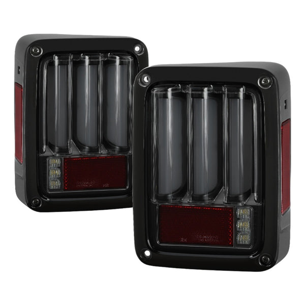 Spyder 07-16 Jeep Wrangler Version 2 Light Bar LED Tail Lights - Smoke (ALT-YD-JWA07V2-LBLED-BSM) - Bull Strap