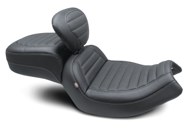 Mustang 20-22 Indian Challenger Standard Touring 1PC Seat w/Driver Backrest - Black - Bull Strap