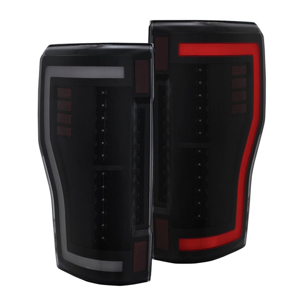 ANZO 2017+ Ford F-250 LED Taillights - Black/Smoke - Bull Strap