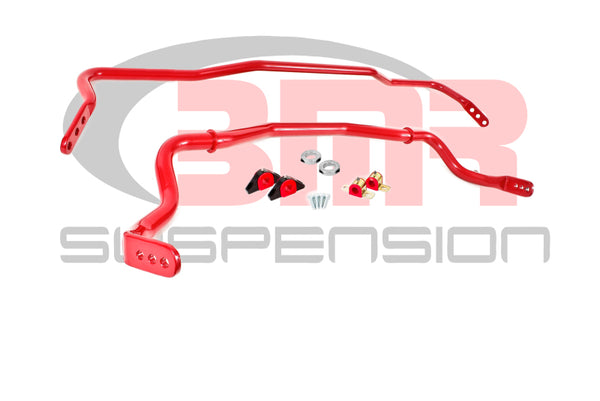 BMR 15-17 S550 Mustang Front & Rear Sway Bar Kit w/ Bushings - Red - Bull Strap