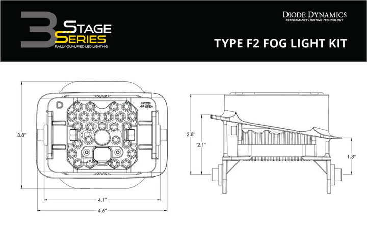 Diode Dynamics SS3 Pro Type F2 Kit ABL - Yellow SAE Fog - Bull Strap