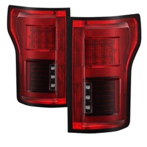 Spyder 15-18 Ford F-150 LED Tail Lights (w/Blind Spot) - Red Clear (ALT-YD-FF15015BS-LBLED-RC) - Bull Strap
