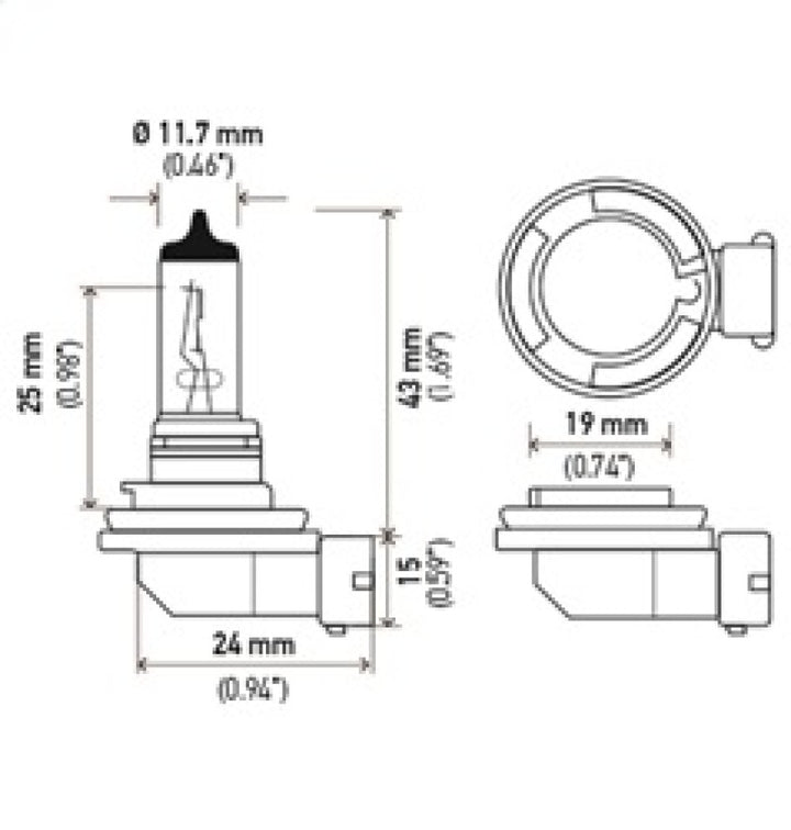 Hella H11 12V 55W Xenon White XB Bulb (Pair) - Bull Strap