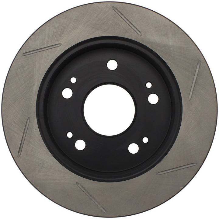 StopTech Power Slot Slotted 06-08 Honda Civic Si Rear Left Rotor - Bull Strap