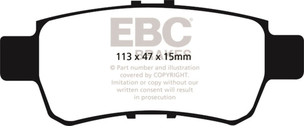EBC 05-10 Honda Odyssey 3.5 Yellowstuff Rear Brake Pads - Bull Strap