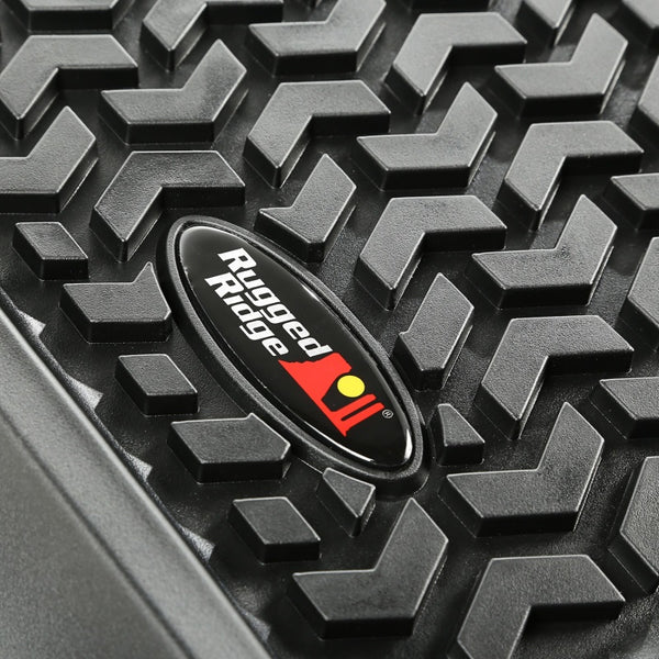 Rugged Ridge Floor Liner Front/Rear Black 1997-2006 Jeep Wrangler TJ - Bull Strap