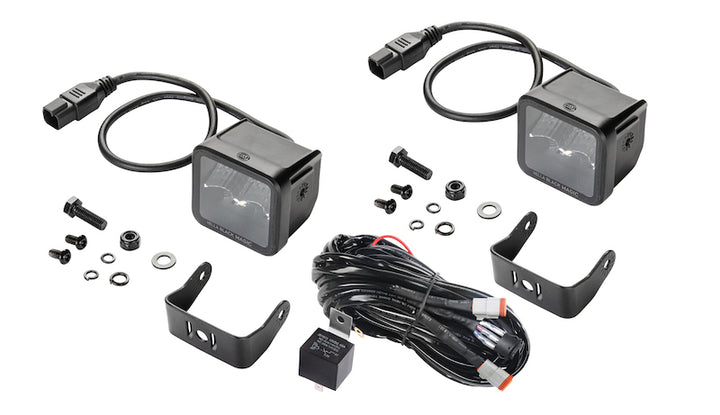 Hella Universal Black Magic 2.7in L.E.D. Cube Kit - Flood Beam - Bull Strap