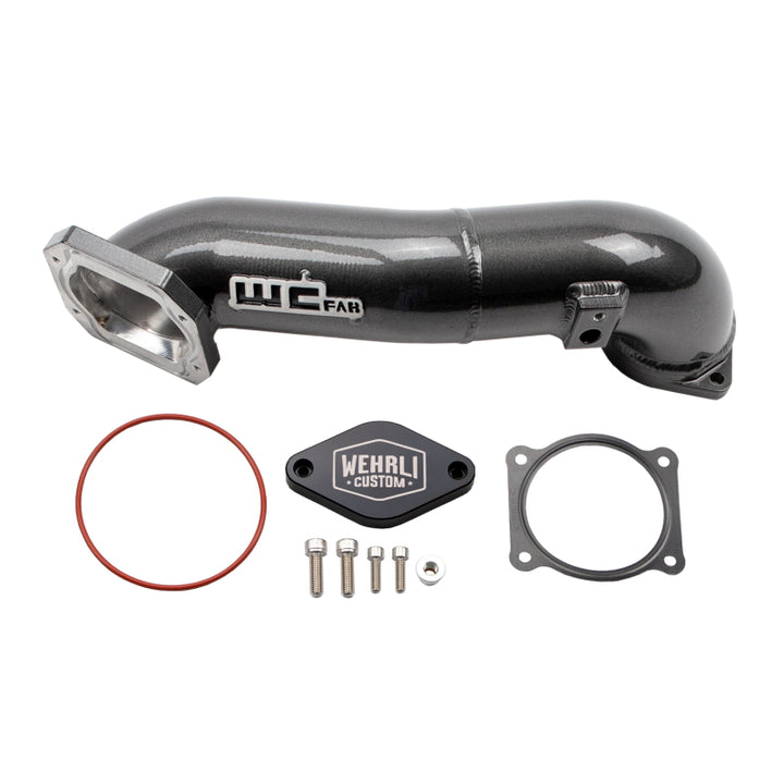 2011-2016 LML Duramax Passenger Side Upper Crossover Intercooler Pipe Kit Gloss Black - Bull Strap