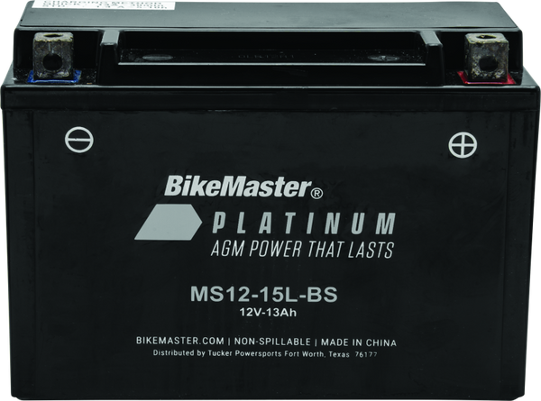 BikeMaster AGM Battery - MS12-15L-BS - Bull Strap