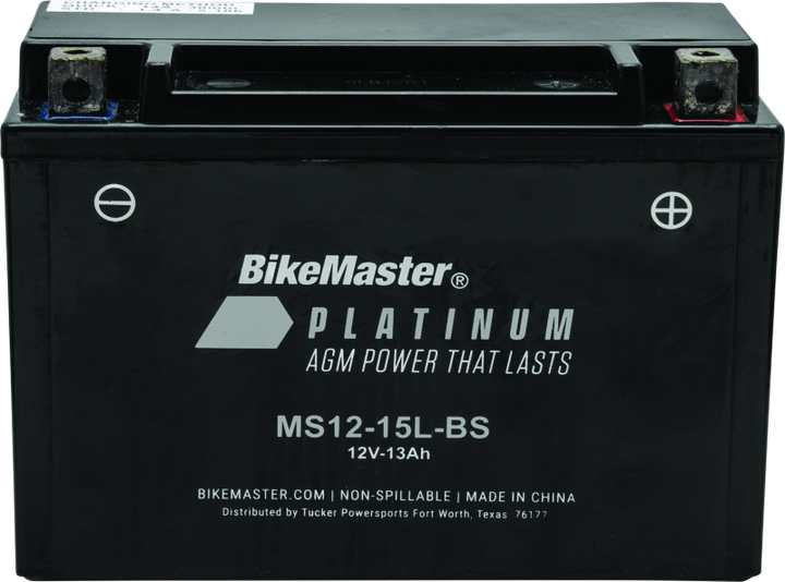 BikeMaster AGM Battery - MS12-15L-BS - Bull Strap
