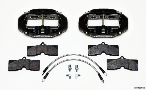 Wilwood D8-6 Front Caliper Kit Black Corvette C2 / C3 65-82 - Bull Strap