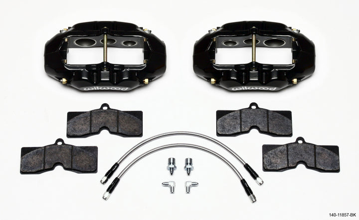 Wilwood D8-6 Front Caliper Kit Black Corvette C2 / C3 65-82 - Bull Strap