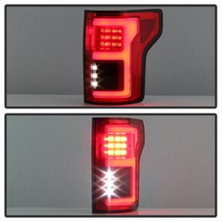 Spyder 15-18 Ford F-150 LED Tail Lights (w/Blind Spot) - Red Clear (ALT-YD-FF15015BS-LBLED-RC) - Bull Strap