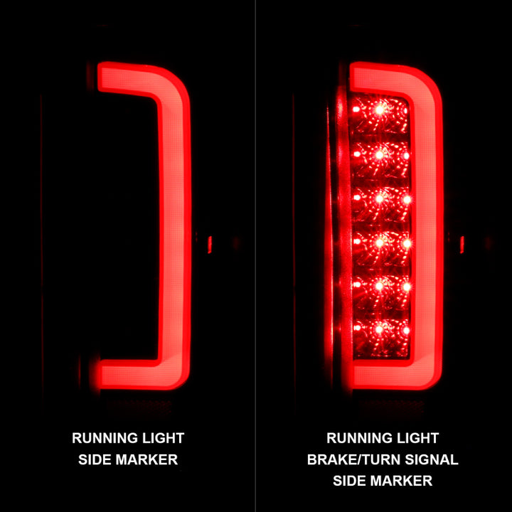 ANZO 1987-1996 Ford F-150 LED Taillights Black Housing Clear Lens (Pair) - Bull Strap