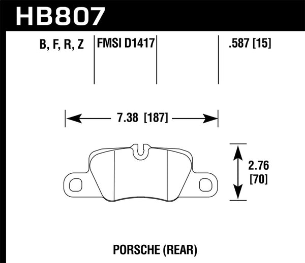 Hawk 2014 Porsche 911 Performance Ceramic Street Rear Brake Pads - Bull Strap