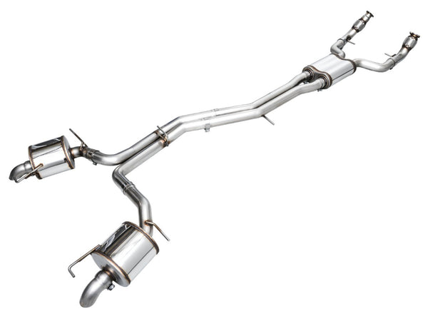 AWE Audi 2019-2023 C8 A6/A7 3.0T Touring Edition Cat-back Exhaust- Turn Downs - Bull Strap