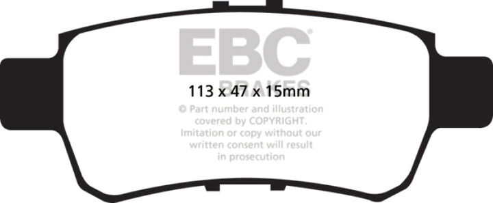 EBC 05-10 Honda Odyssey 3.5 Yellowstuff Rear Brake Pads - Bull Strap