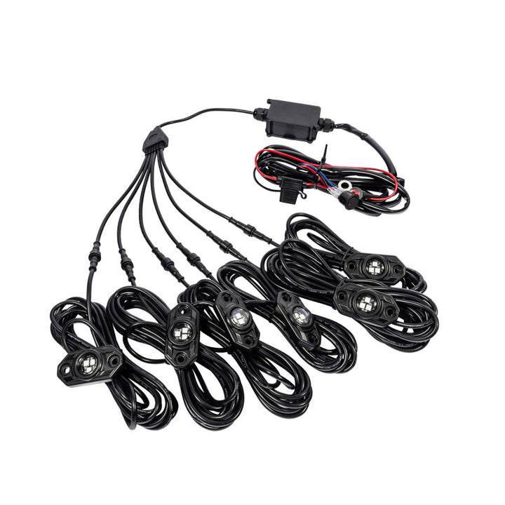 KC HiLiTES C-Series RGB LED Rock Light Kit (Incl. Wiring) - Set of 6 - Bull Strap