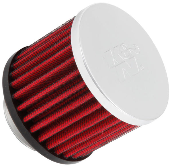 K&N 1.375 inch ID 3 inch OD 2.5 inch H Clamp On Crankcase Vent Filter - Bull Strap