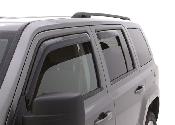 AVS 07-18 Jeep Patriot Ventvisor In-Channel Front & Rear Window Deflectors 4pc - Smoke - Bull Strap
