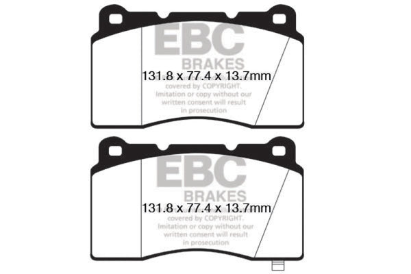 EBC 09+ Hyundai Genesis Coupe 2.0 Turbo (Brembo) Redstuff Front Brake Pads - Bull Strap
