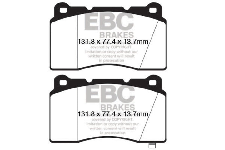 EBC 09+ Hyundai Genesis Coupe 2.0 Turbo (Brembo) Redstuff Front Brake Pads - Bull Strap