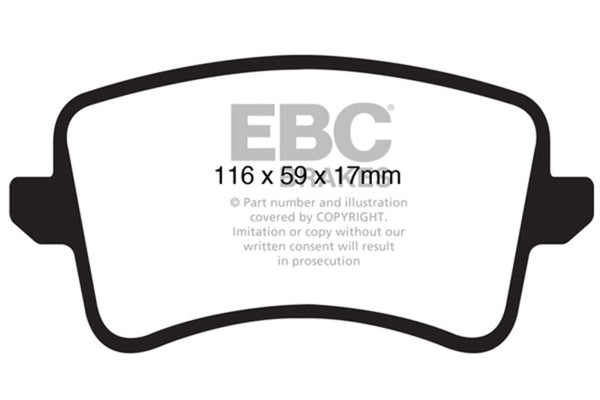 EBC 09-11 Audi A4 2.0 Turbo Yellowstuff Rear Brake Pads - Bull Strap