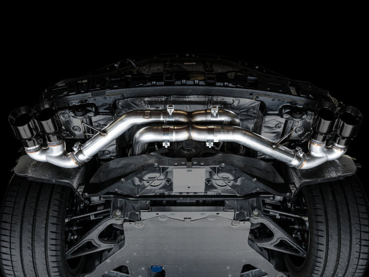 AWE Tuning 2020 Chevrolet Corvette (C8) Track Edition Exhaust - Quad Diamond Black Tips - Bull Strap