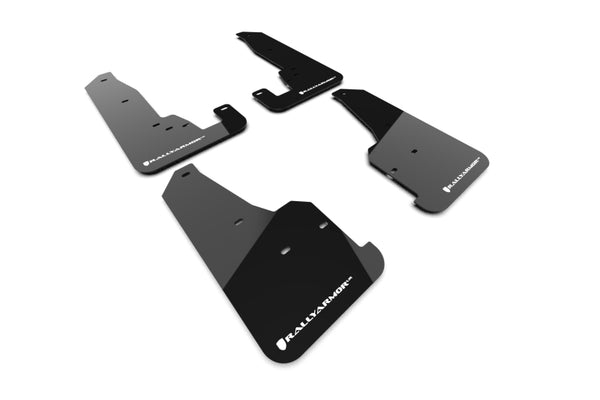 Rally Armor 18-22 Jeep Grand Cherokee SRT Trackhawk Black UR Mud Flap - White Logo - Bull Strap