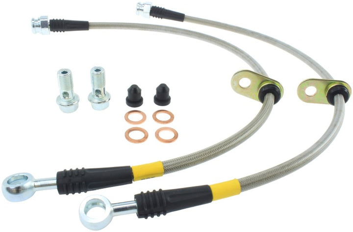 StopTech 06-14 Honda Ridgeline Stainless Steel Front Brake lines - Bull Strap
