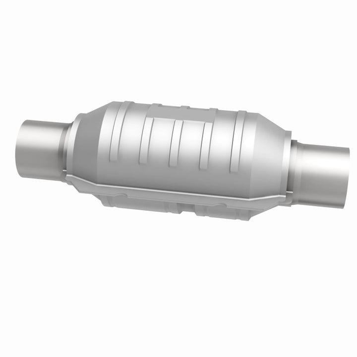 MagnaFlow Conv Univ 2in Inlet/Outlet Ctr/Ctr Round 9in Body L x 5.125in W x 13in Overall L 49 State - Bull Strap