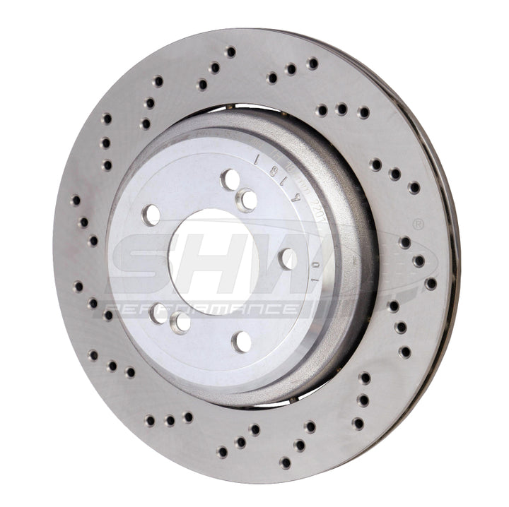 SHW 06-08 BMW Z4 3.2L Left Rear Cross-Drilled Lightweight Brake Rotor (34212282303) - Bull Strap