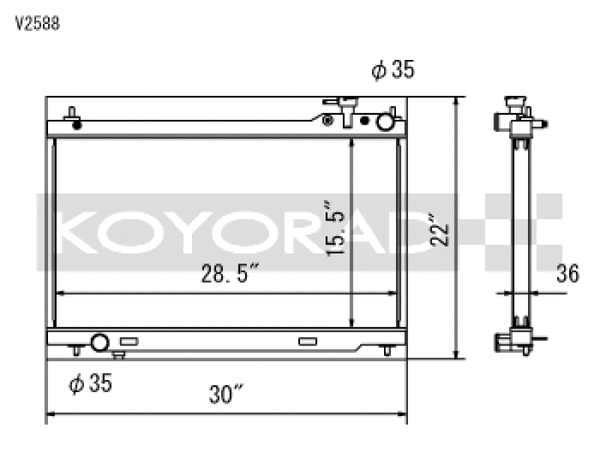 Koyo 03-07 Infiniti G35 Coupe / 03-06 G35 Sedan VQ35DE (MT) Radiator - Bull Strap